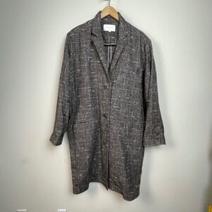 Brochu Walker Mondrian Coat Tweed‎ Herringbone Long Coat Jacket Women's Size L
